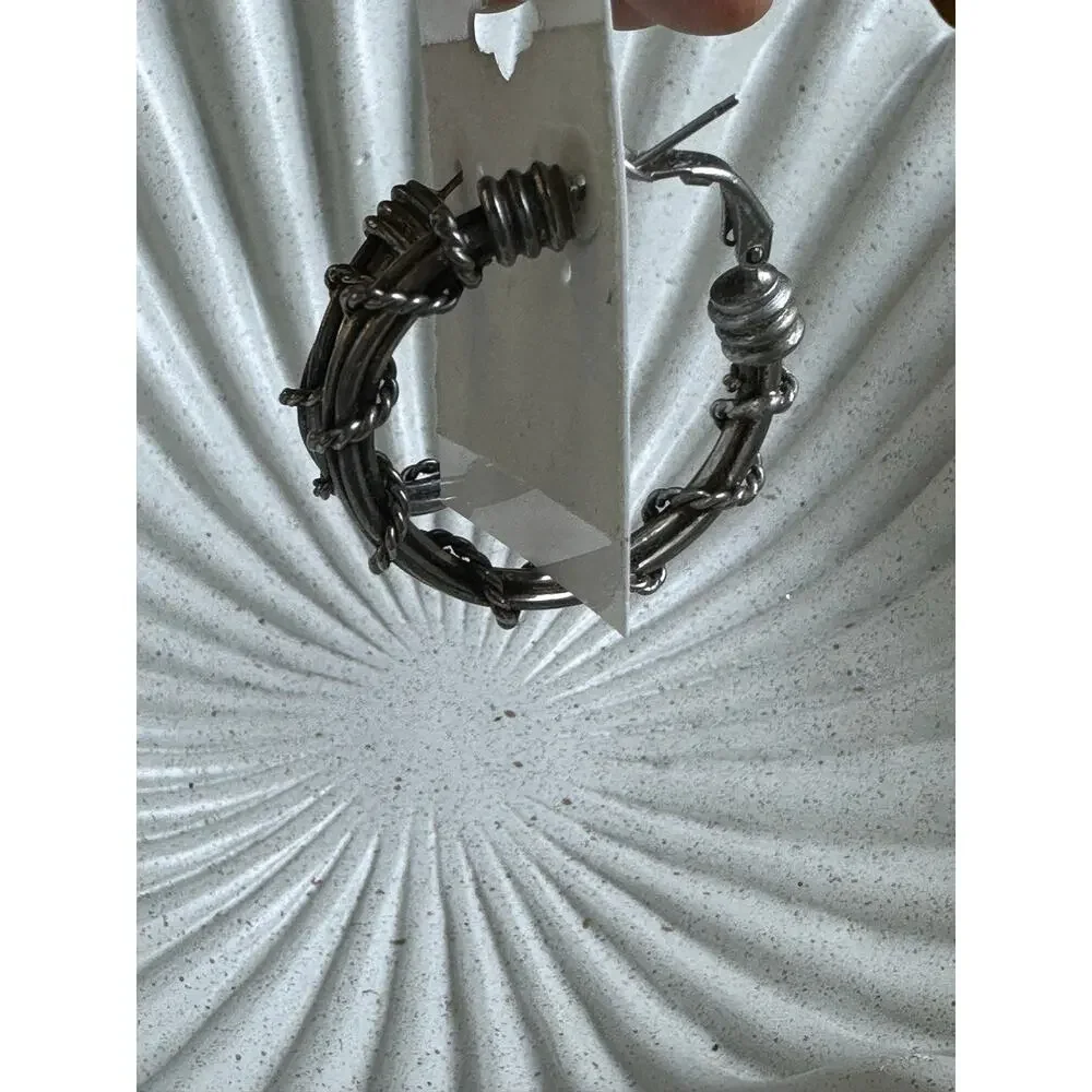 BOGO FREE BARB WIRE ROCKER HOOP EARRINGS